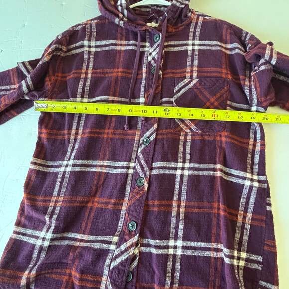 Maurices Purple Plaid Hooded Flannel Shirt Size Medium - Picture 6 of 6